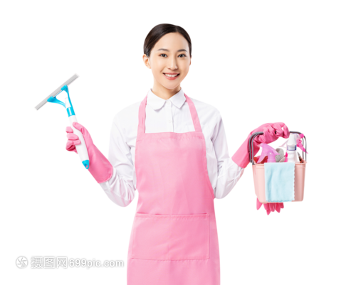 家政服務(wù)中的女性身影 手提清潔工具，守護(hù)家的潔凈